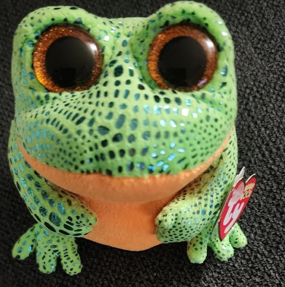 Ty Beanie Boo Speckles Green and Orange Frog Plush Toy